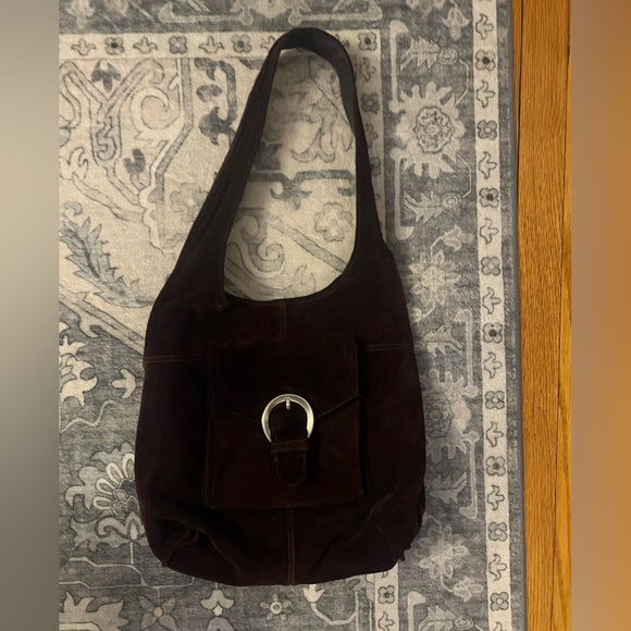 Liz Claiborne Handbags - Vintage Dark Purple Suede Shoulder Bag